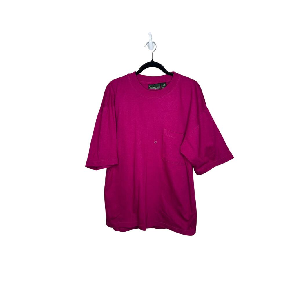 Vintage Neil Martin Mens L Raspberry Pink Pocket Tee T-Shirt Cotton NWT